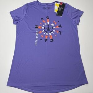 NEW Girl's Under Armour HeatGear Soccer "Kiss My Cleats" Graphic Tee Youth XL